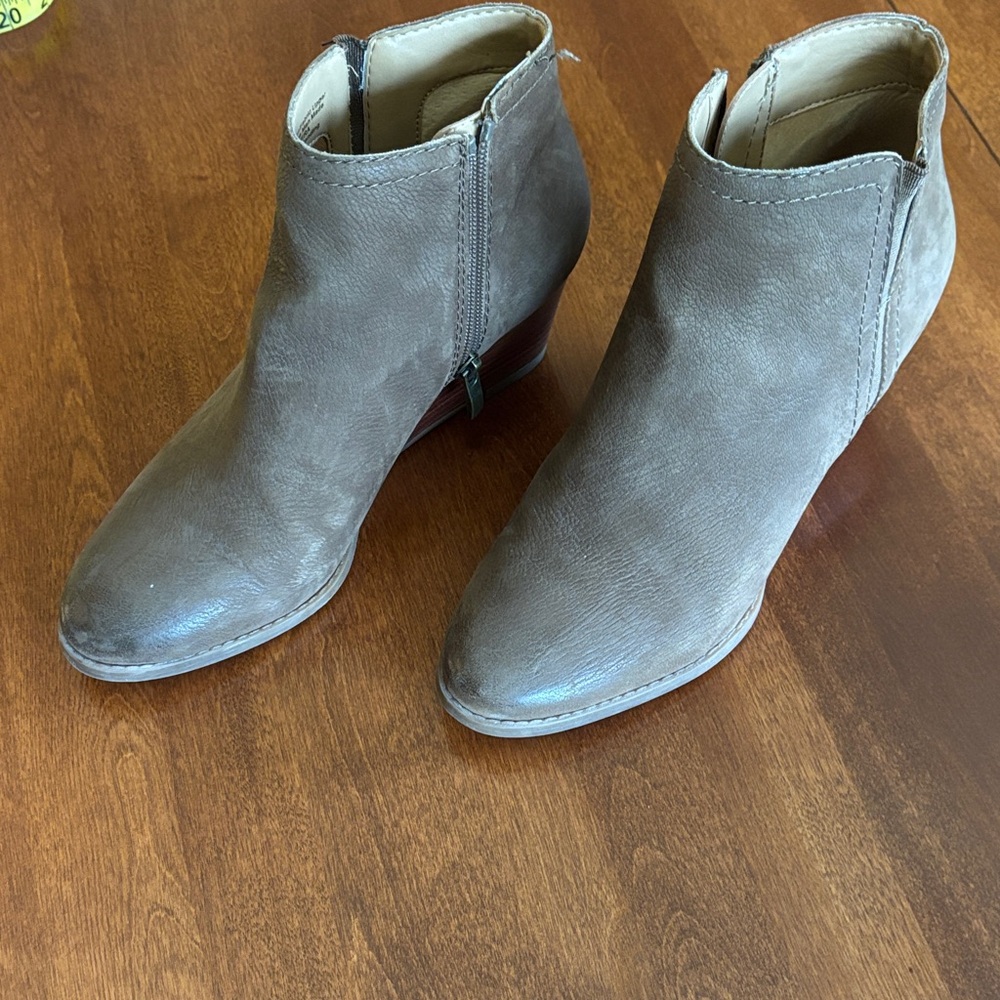 Women’s Taupe Leather Ankle Boots - Stylish Side-Zip Booties